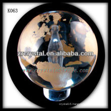sandblated k9 crystal glass ball
